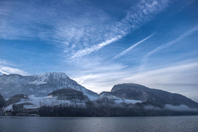 View of lake lucerne at sunrise, switzerland