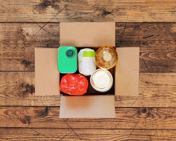 Directly above shot of objects on table