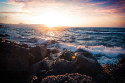 Scenic view of sea during sunset