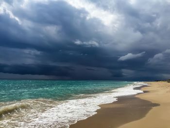 Scenic view of sea against cloudy sky