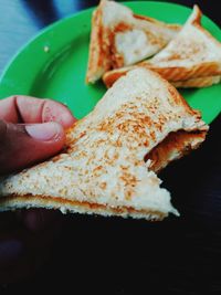 Close-up of hand holding food