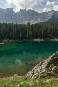 Scenic view of lake and mountains