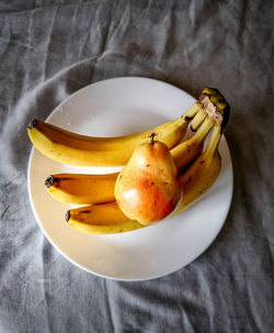 High angle view of fruits in bowl on table