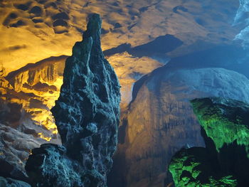 Low angle view of rocks in cave