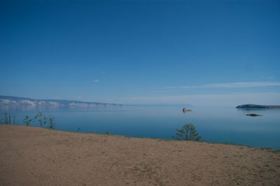 Scenic view of sea against blue sky