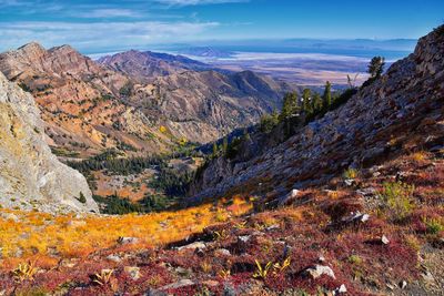 Scenic view of mountains against sky