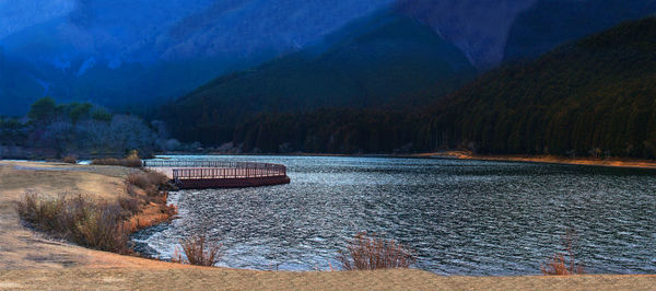 Scenic view of lake against mountains