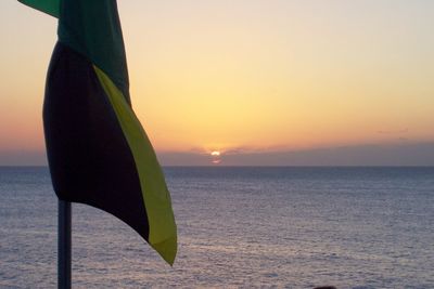 Close-up of sea against sky at sunset