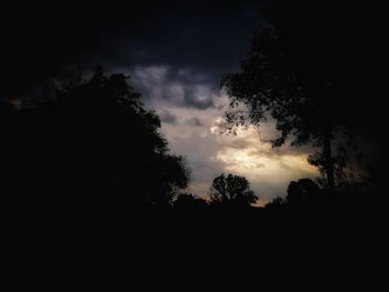 Low angle view of silhouette trees against sky during sunset