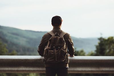 Rear view of man looking at view