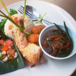Close-up of food served in plate