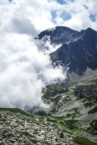 Scenic view of majestic mountains against sky