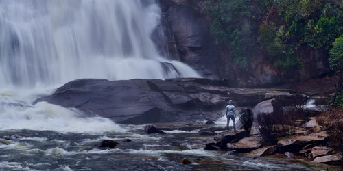 Scenic view of waterfall