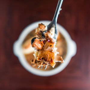 Directly above shot of breakfast served on table