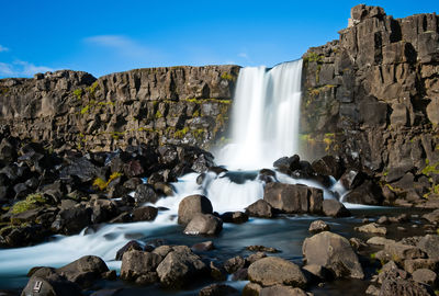 Scenic view of waterfall