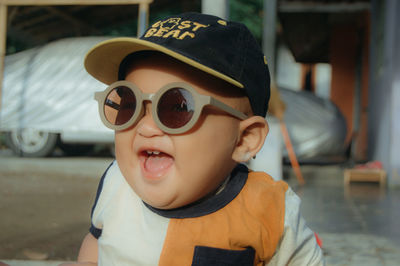 Portrait of boy wearing sunglasses