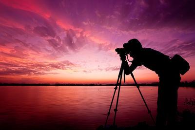 Photographer's silhouette with beautiful nature