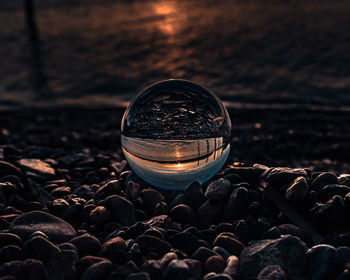 Lensball photographed at sunset in washington