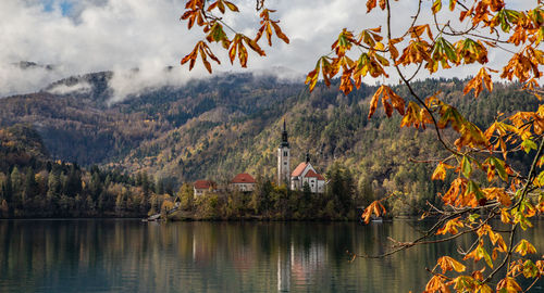 Scenic view of lake bled