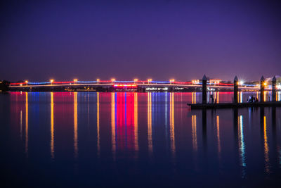 Reflection of illuminated lights in water