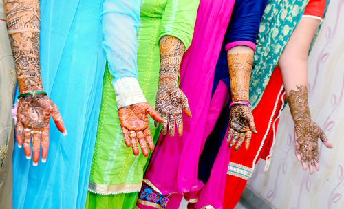 Close-up of multi colored umbrellas