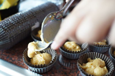 Close-up of cupcakes on table