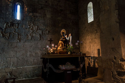 Statue of buddha in building