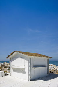 White building against clear blue sky