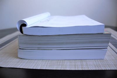 Close-up of books on table