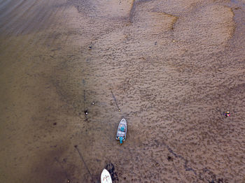 High angle view of umbrella on beach