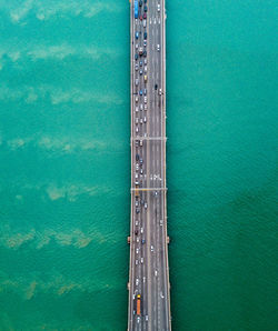 High angle view of ship in sea