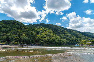 Scenic view of beach against sky
