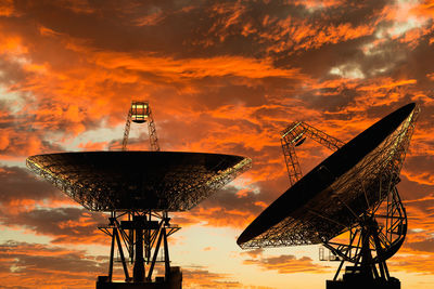 Radio telescopes at sunset