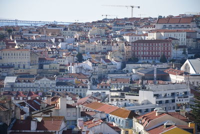 High angle view of townscape against sky