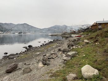 Scenic view of lake against sky