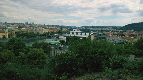 High angle view of townscape against sky