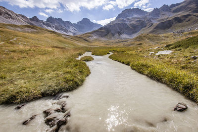 Scenic view of snowcapped mountains