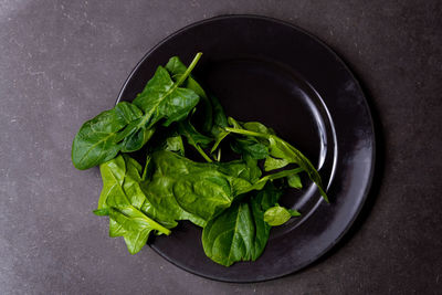 High angle view of food in plate