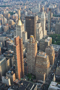 High angle view of buildings in city