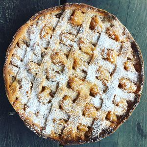 High angle view of pizza on table