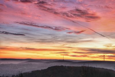 Scenic view of dramatic sky during sunset