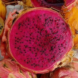 High angle view of red fruit in bowl