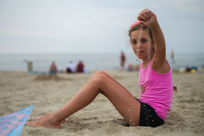 Portrait of woman on beach