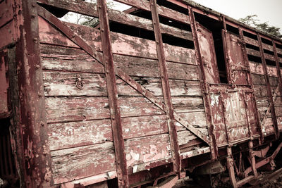 Low angle view of rusty metal structure