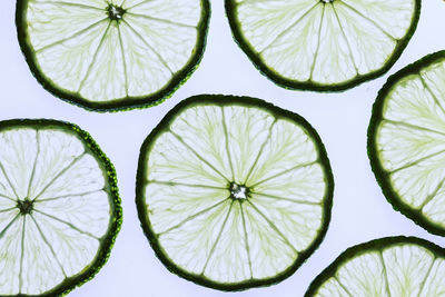 Full frame shot of lemon slices on table