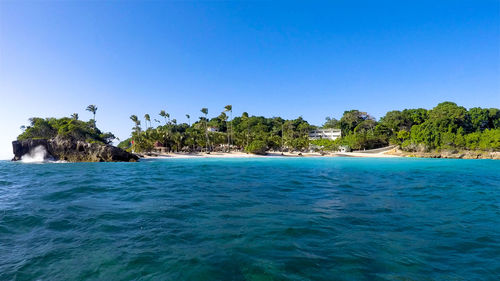 Scenic view of sea against clear sky