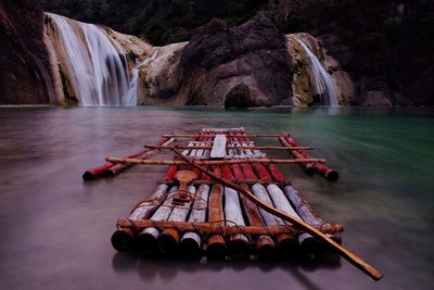 View of traditional boat in river