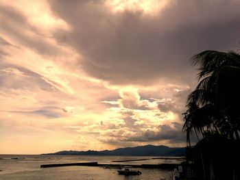 View of calm sea at sunset