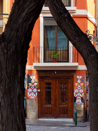 Closed door of building