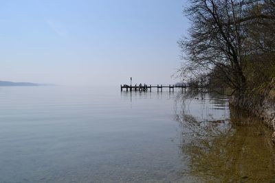 Scenic view of lake against clear sky